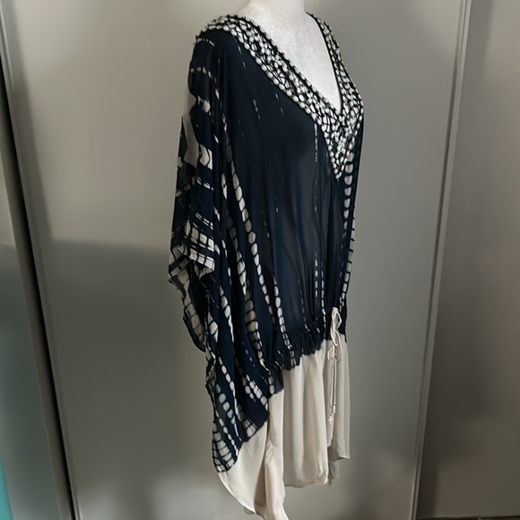 New Women's Debbie Katz South Beach Silk Beaded Kraftan Swimsuit Beach Coverup - Picture 5 of 12
